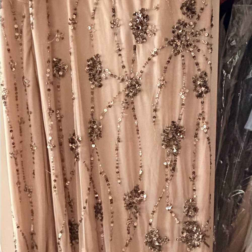 Adrianna Papell Sequin Floral Maxi Dress in Cream